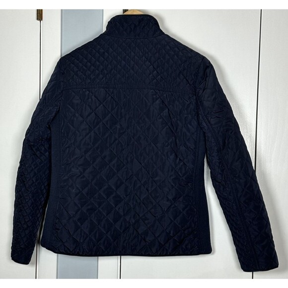 British Khaki Womens Navy Blue Barn Quilted Jacket Sz Medium - Picture 2 of 8